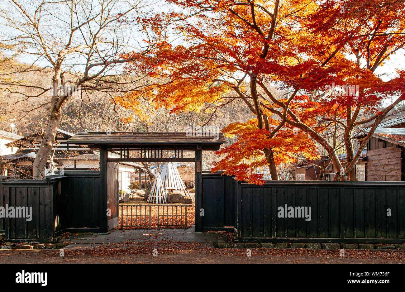 DEC 3, 2018, JAPON - Kakunodate Kakunodate ville célèbre Samouraï vieux village avec Edo vintage autumn tree d'Akita, région du Tohoku Banque D'Images