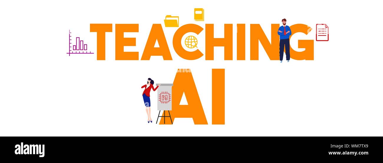 L'IA de l'enseignement de l'éducation de l'intelligence artificielle et de la technologie de données machine learning concept. Illustration de Vecteur