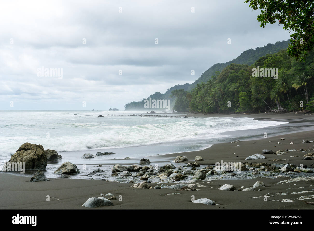 L'écart, plage vide et à la jungle du Parc national Corcovado, Costa Rica Banque D'Images