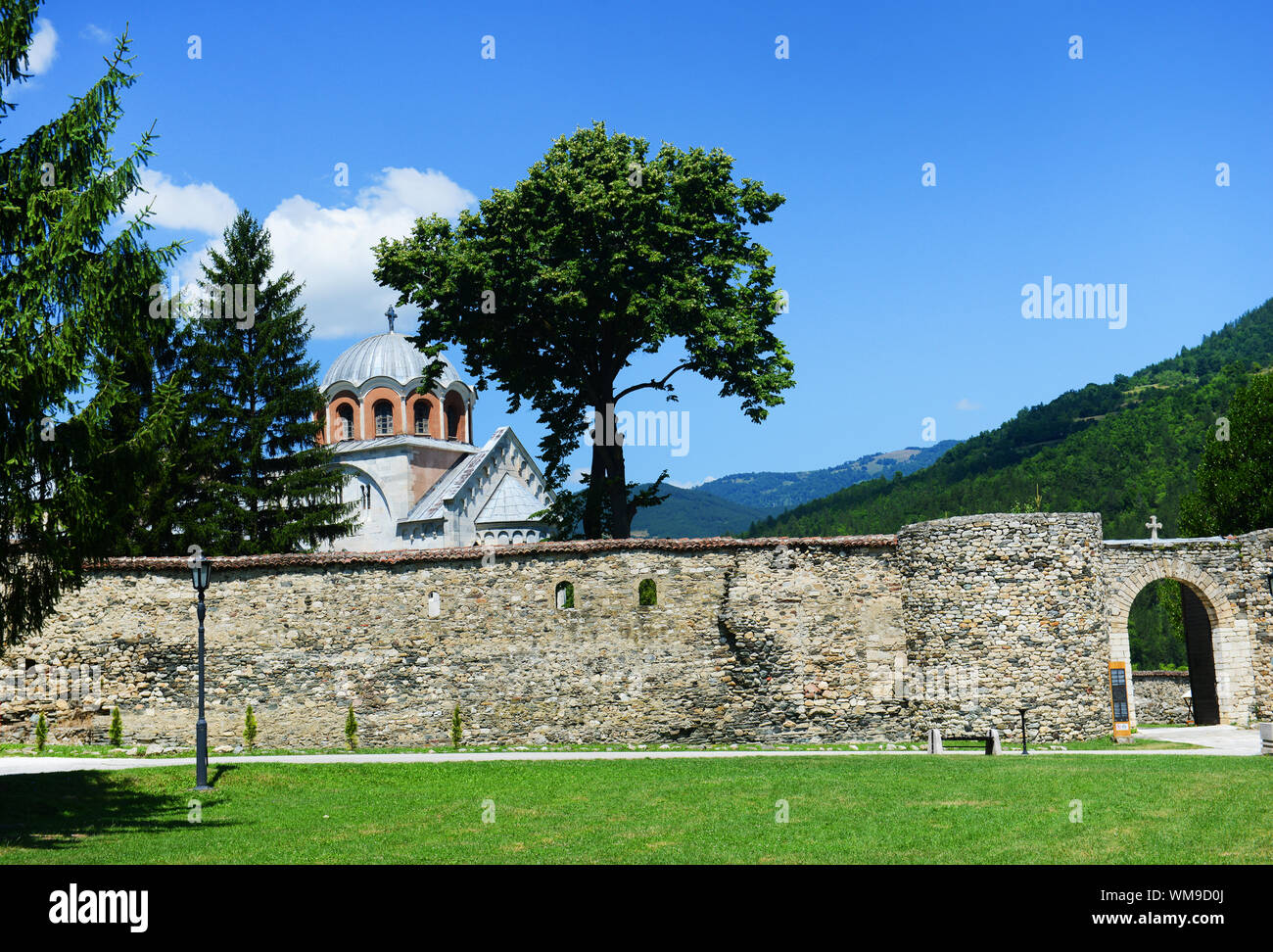 La 12e ceentury Studenica monastère orthodoxe serbe en Serbie. Banque D'Images