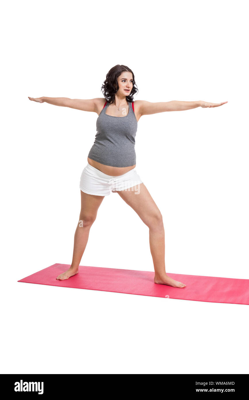 Femme enceinte faisant des exercices d'aérobic Banque D'Images