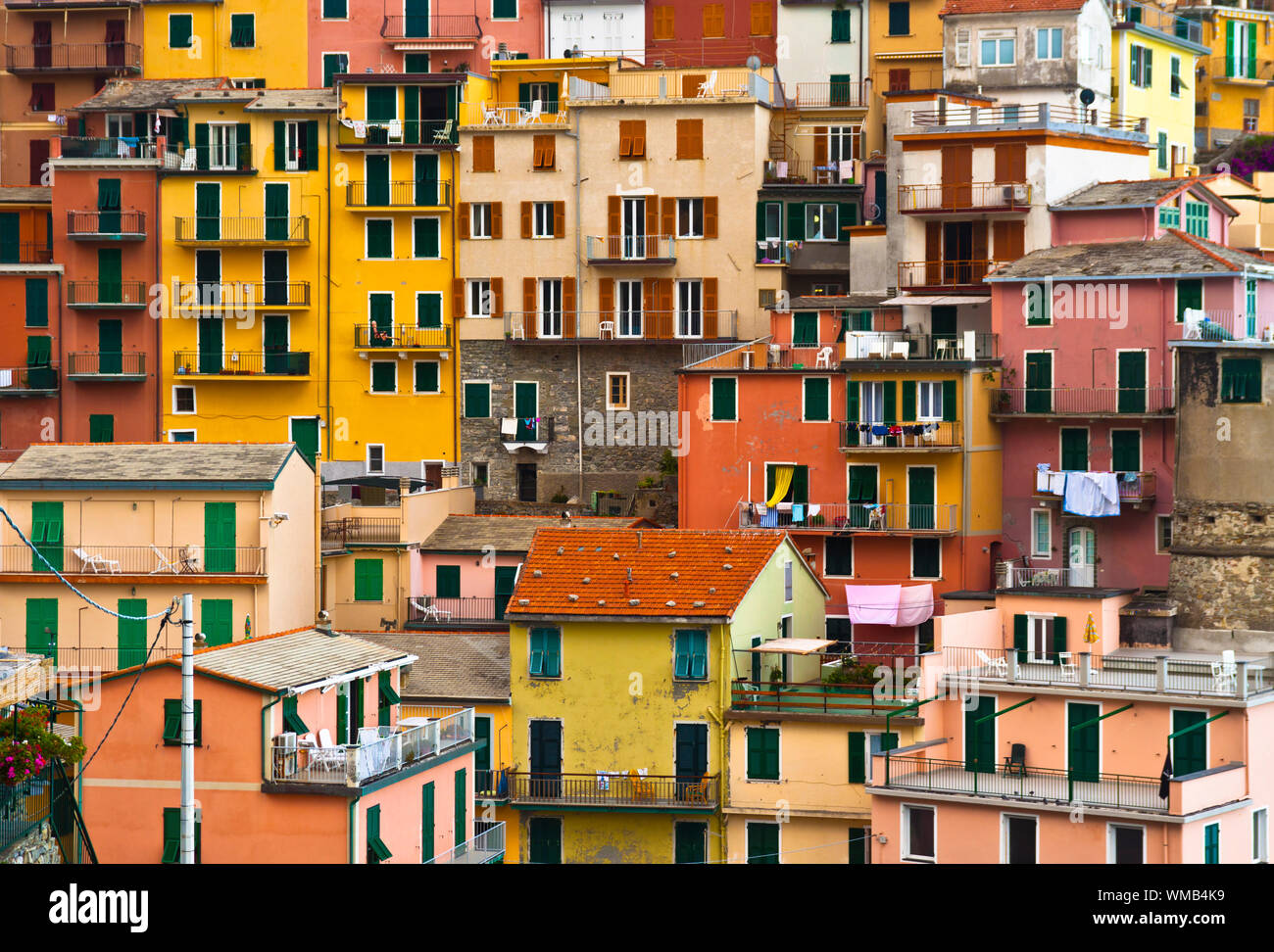 Maison frontings colorés formant un beau motif. Cinque Terre - Italie. Banque D'Images