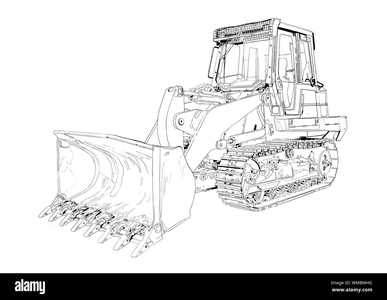 Dessin art illustration bulldozer Banque D'Images