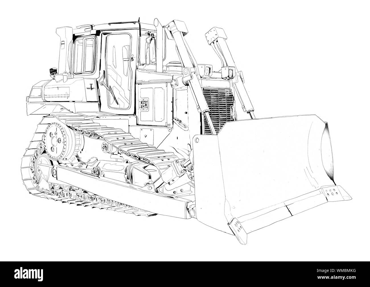 Dessin art illustration bulldozer Banque D'Images