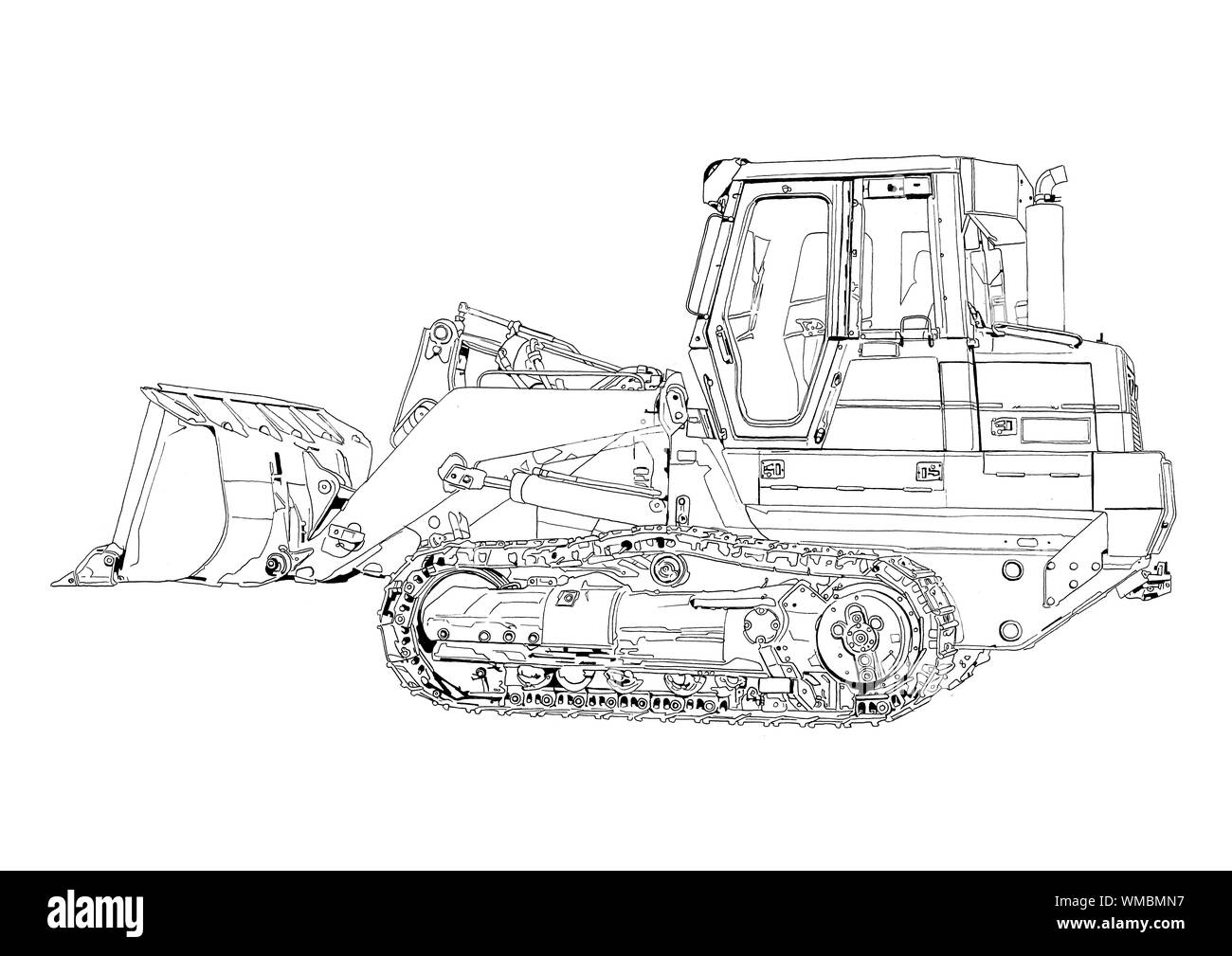 Dessin art illustration bulldozer Banque D'Images