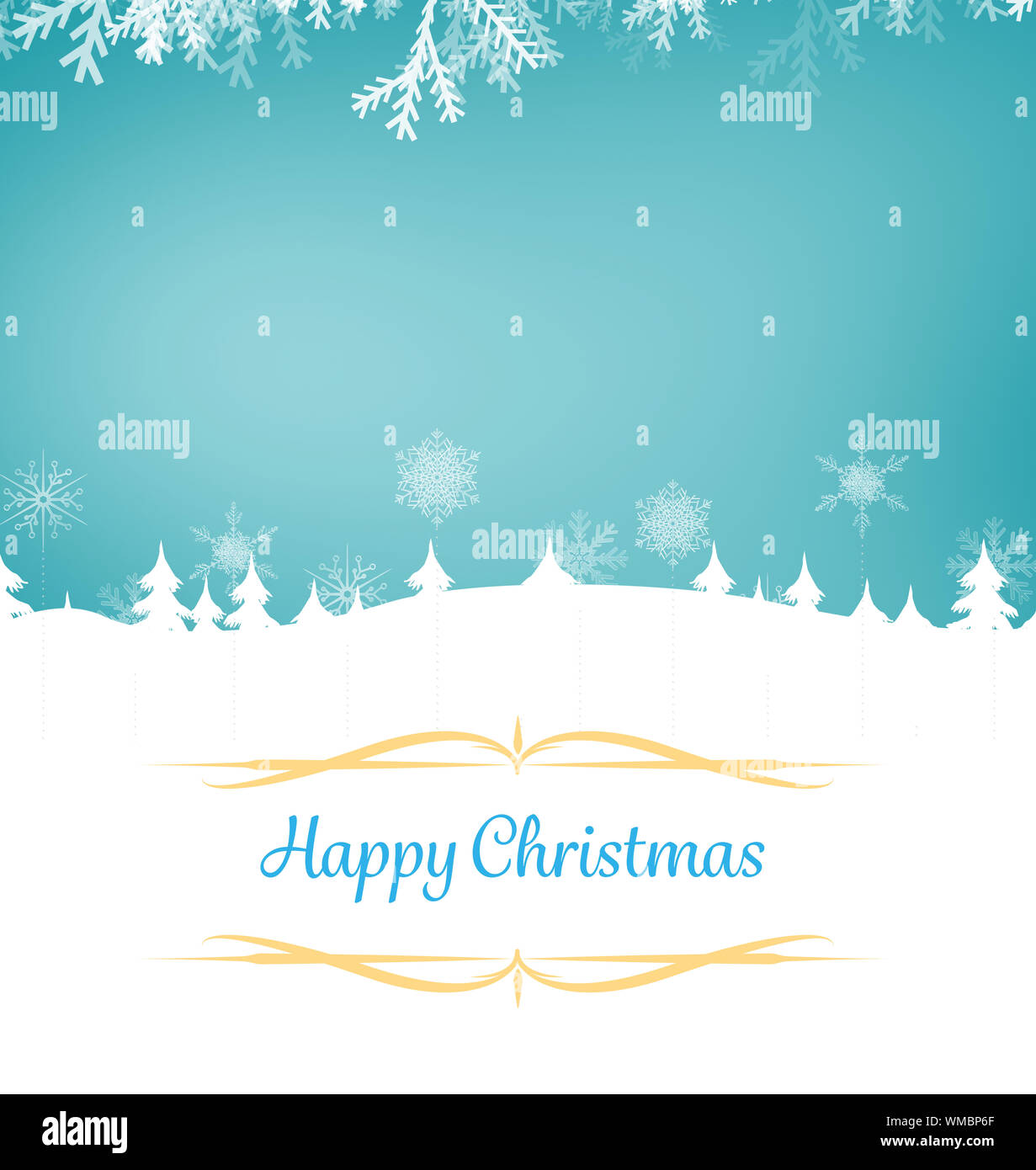 Image Composite de carte de noël contre de forêts de sapins et d'ossature plus blue Banque D'Images