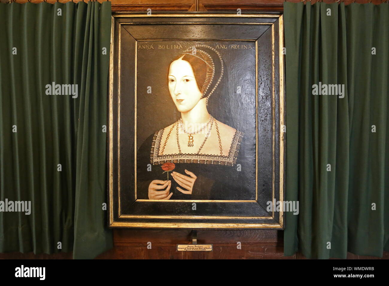 Portrait d'Anne Boleyn, longue galerie, le château de Hever, Hever, Edenbridge, Kent, Angleterre, Grande-Bretagne, Royaume-Uni, UK, Europe Banque D'Images