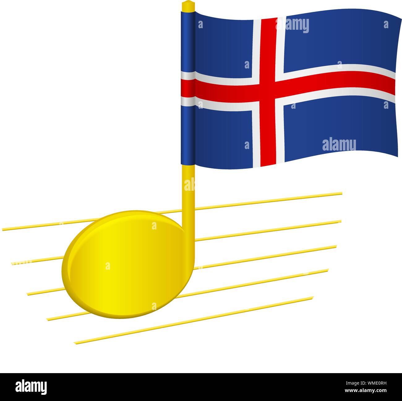 Drapeau de l'Islande et note de musique. Arrière-plan de la musique. Drapeau national de l'Islande et de la musique de concept vector illustration Illustration de Vecteur