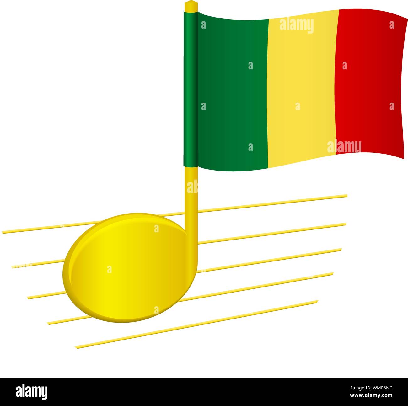 Mali drapeau et note de musique. Arrière-plan de la musique. Drapeau national du Mali et de la musique de concept vector illustration Illustration de Vecteur