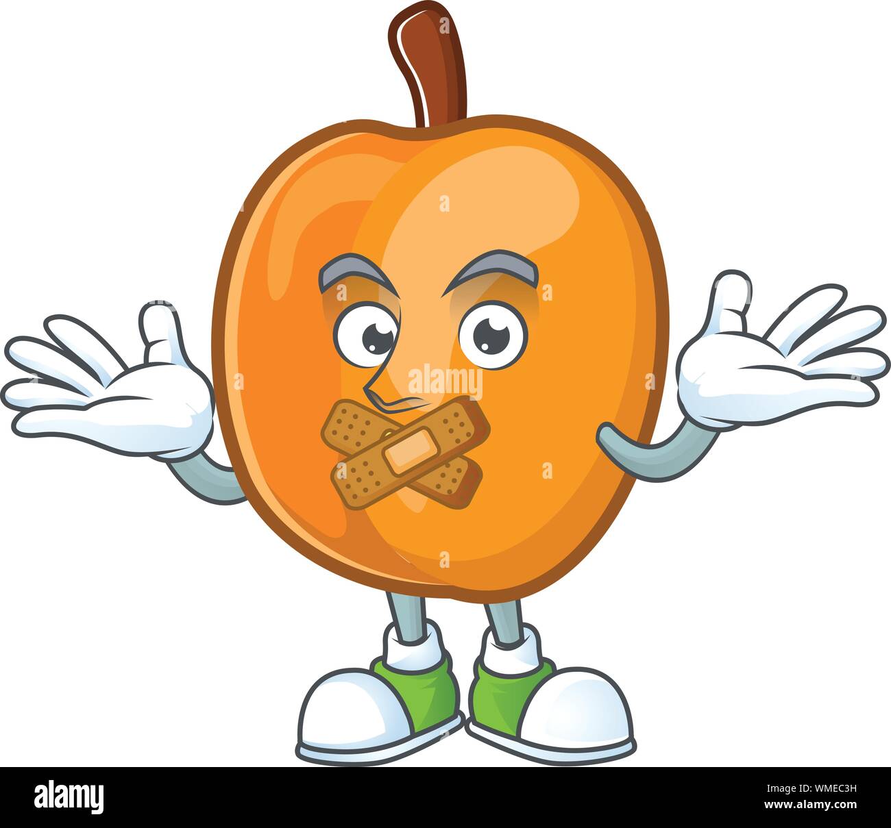 Fruit abricot silencieux dans la forme de dessin animé Illustration de Vecteur