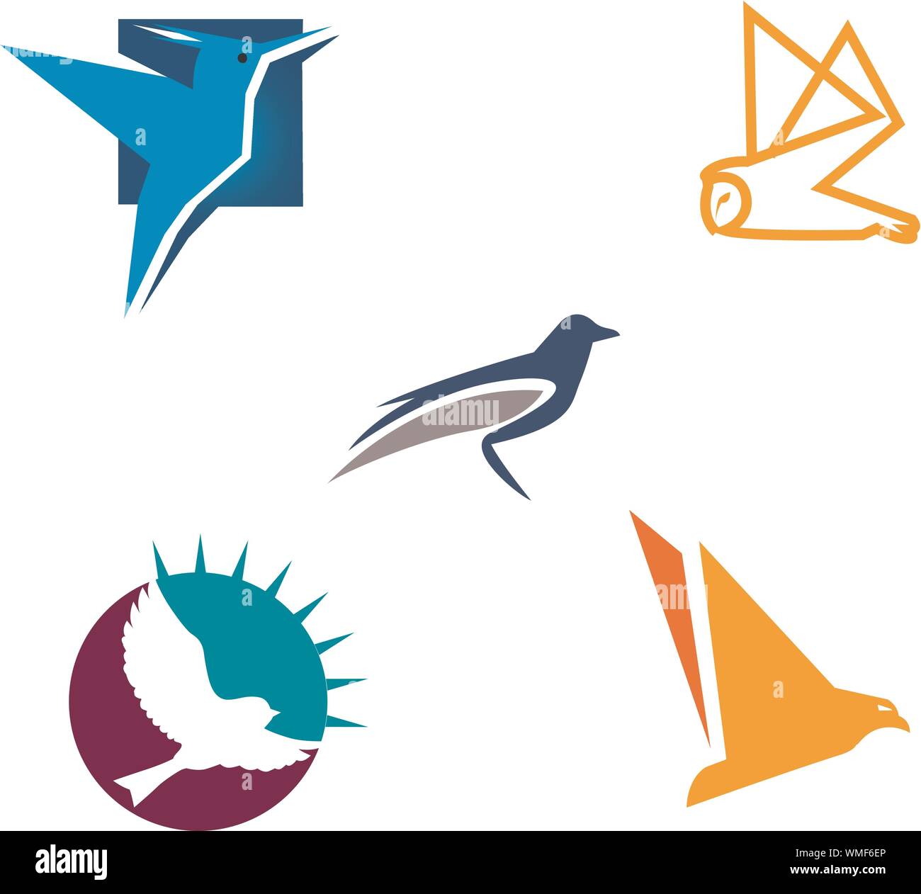 Jeu de modèle de conception de logo d'oiseaux. Logo Animal oiseau pour Vector Illustration Illustration de Vecteur