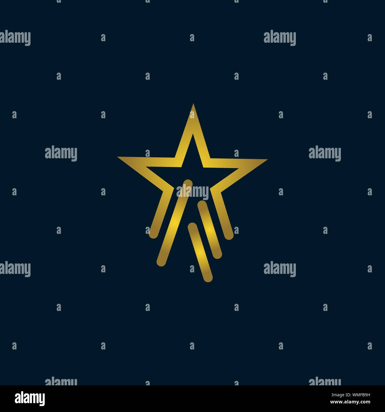 Logo Gold Star vecteur dans un style élégant avec fond bleu foncé Illustration de Vecteur