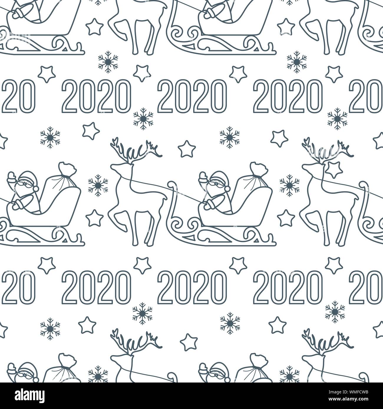 Bonne Année 2020 Joyeux Noël, modèle homogène. Vector illustration Père