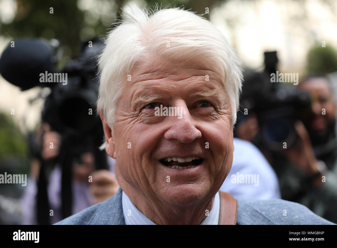 Pic montre : Stanley Johnson père de Boris Johnson, vu ici à la conférence de presse pour la campagne à la direction de Boris Johnson à Londres Juin 2019 Banque D'Images