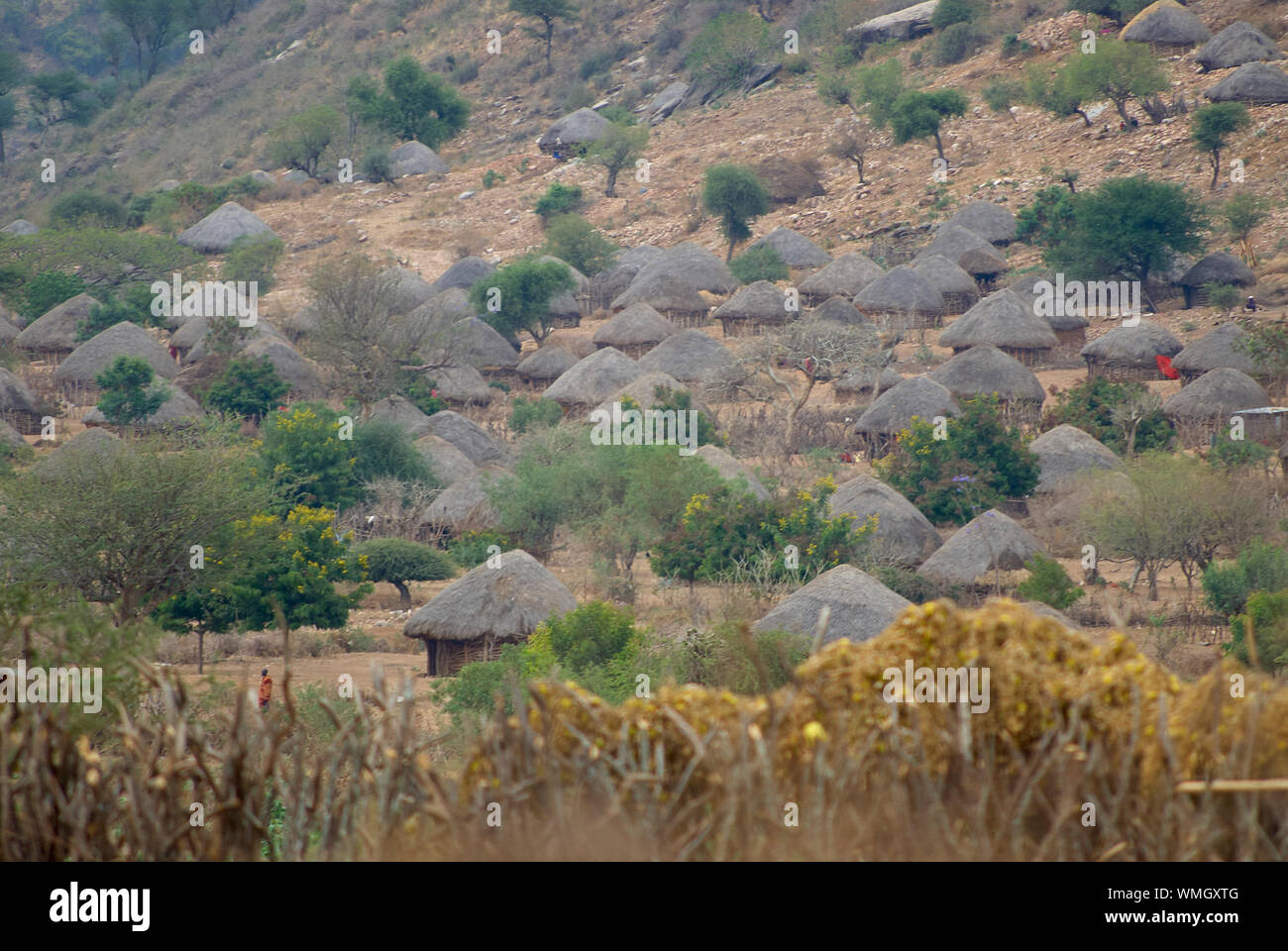 Une paillote village des peuples Sonjo personnes dans le Nord de la Tanzanie Banque D'Images