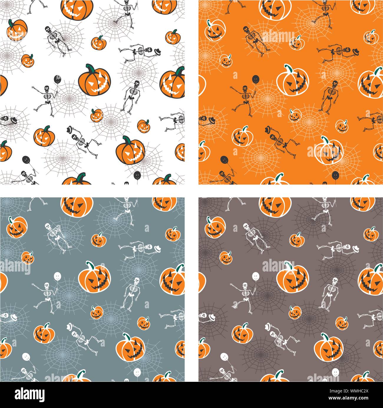 Citrouilles d'Halloween et le squelette d'artifices Illustration de Vecteur