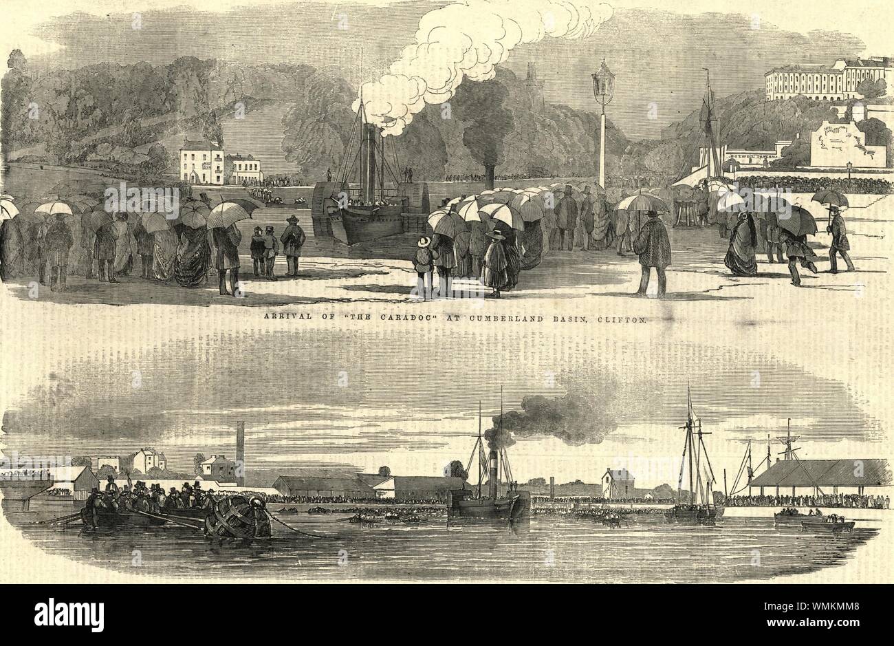 Lord Raglan est funérailles. La Caradoc arriver au bassin de Cumberland, Clifton 1855 Banque D'Images