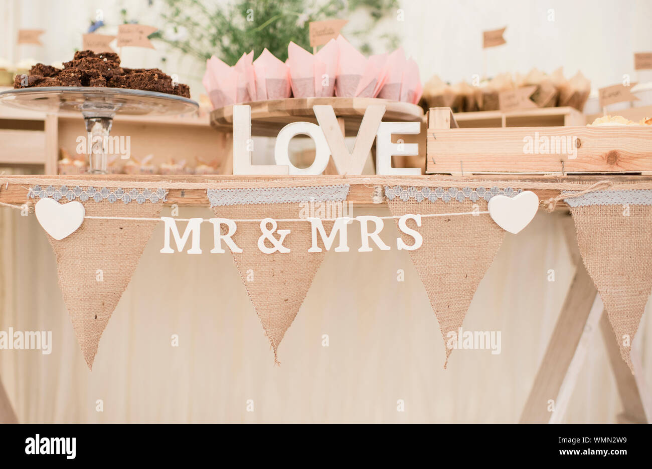 Mr & Mme décorations de mariage Banque D'Images