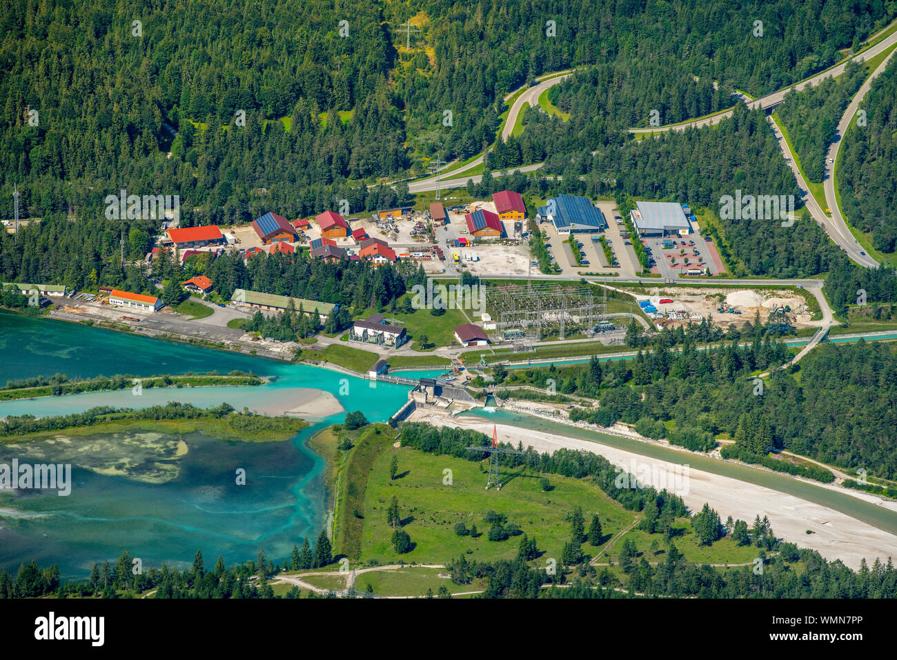 Vue aérienne de la ville de Krün en Bavière, Allemagne Banque D'Images