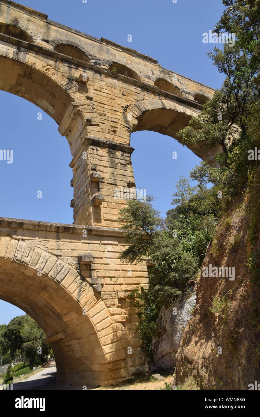 Ancien aqueduc romain, le Pont du Gard, dans le sud de la France Banque D'Images