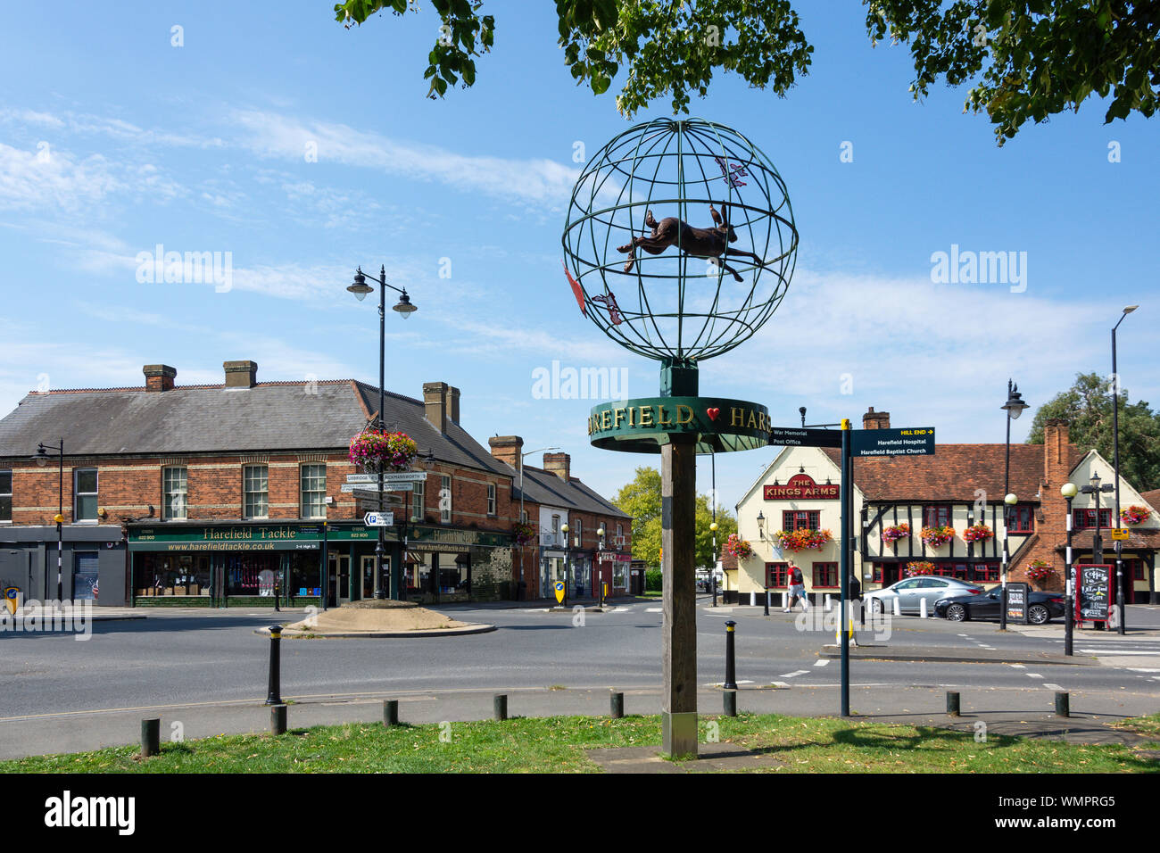 Sur le panneau du Village Green, au Harefield, London, Greater London, Angleterre, Royaume-Uni Banque D'Images