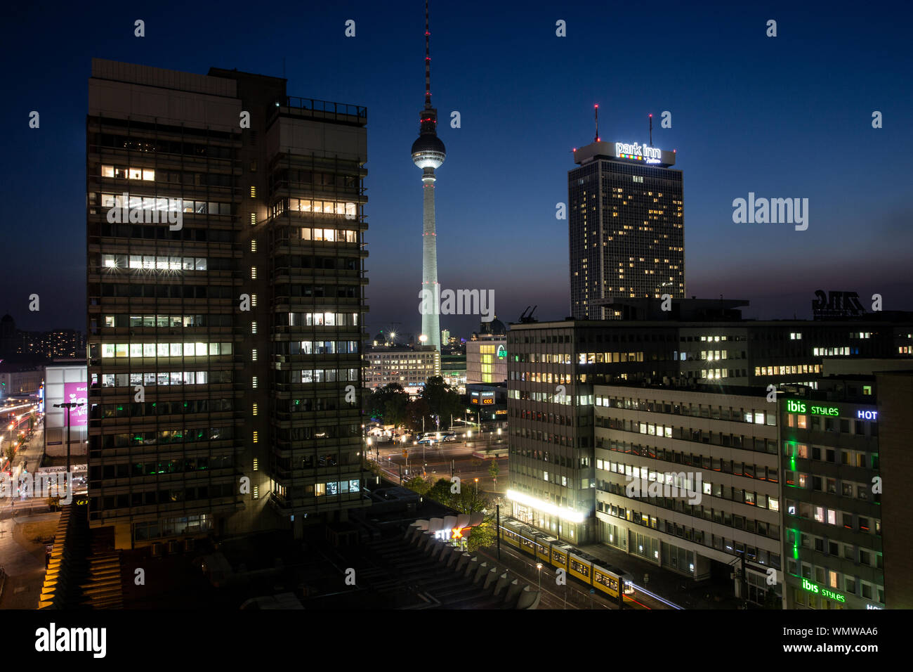 L'éclairage urbain à Berlin Banque D'Images