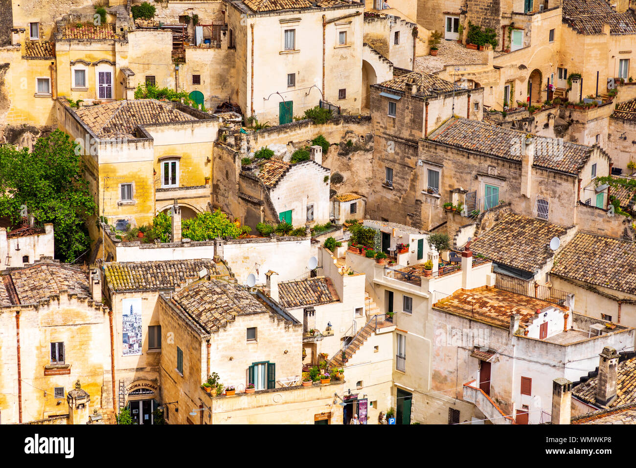 Italie, Sicile, province de Matera, Matera. Aperçu de la ville. Banque D'Images