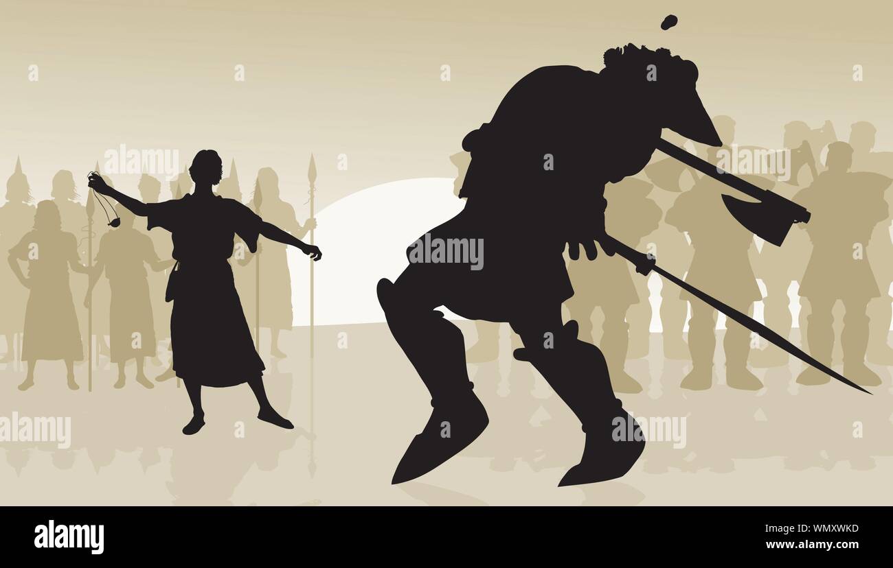 David et Goliath Illustration de Vecteur
