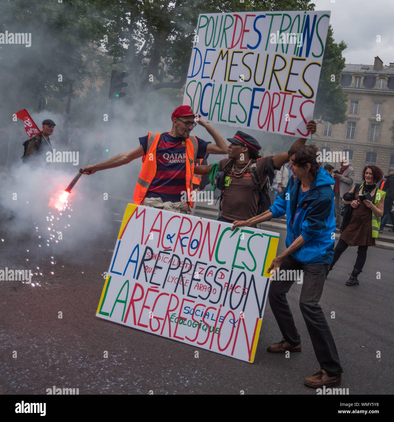 Paris, 14.6.2018, démonstration der SNCF gegen Macron Banque D'Images