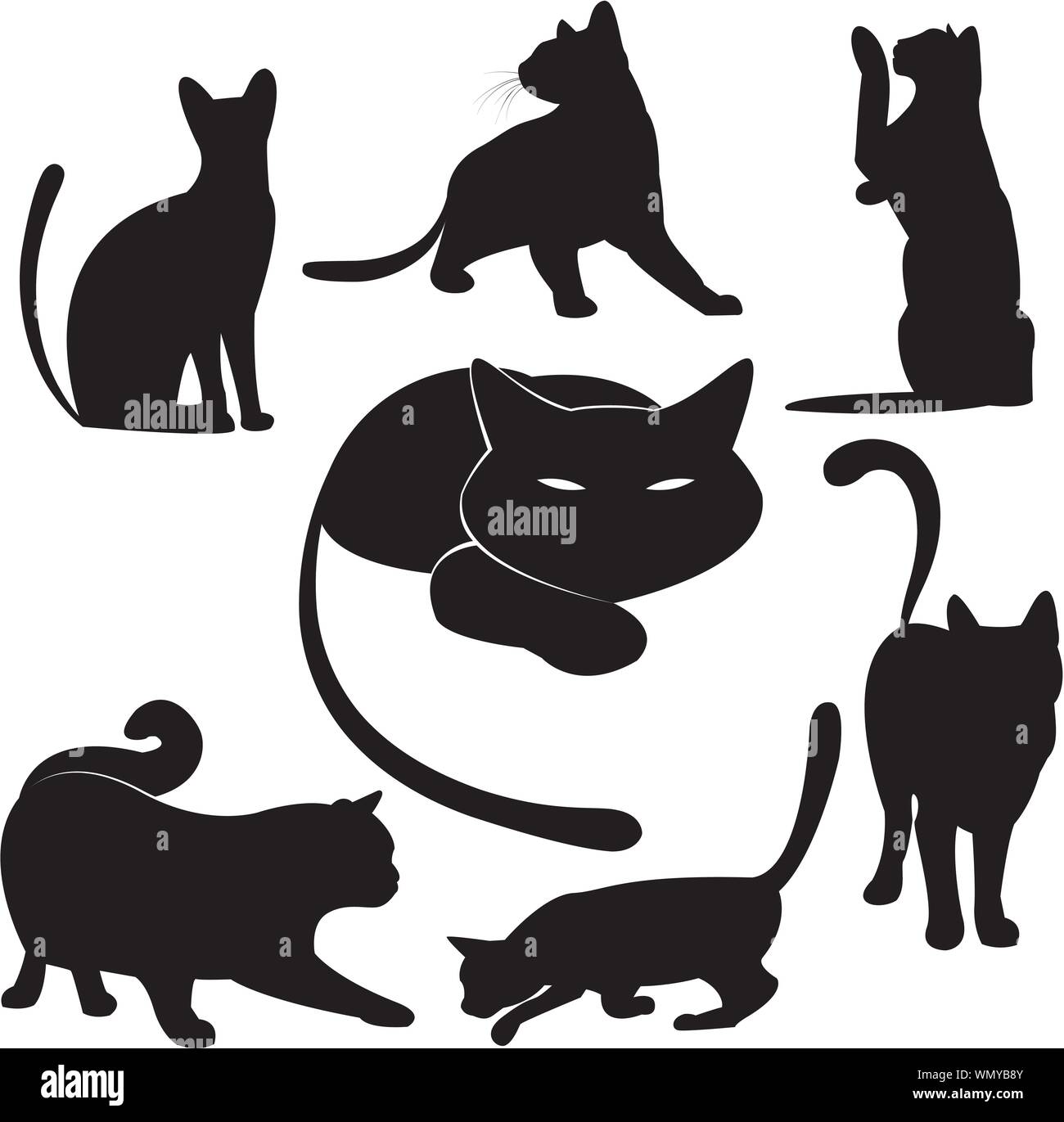 Collections silhouette chat noir Illustration de Vecteur