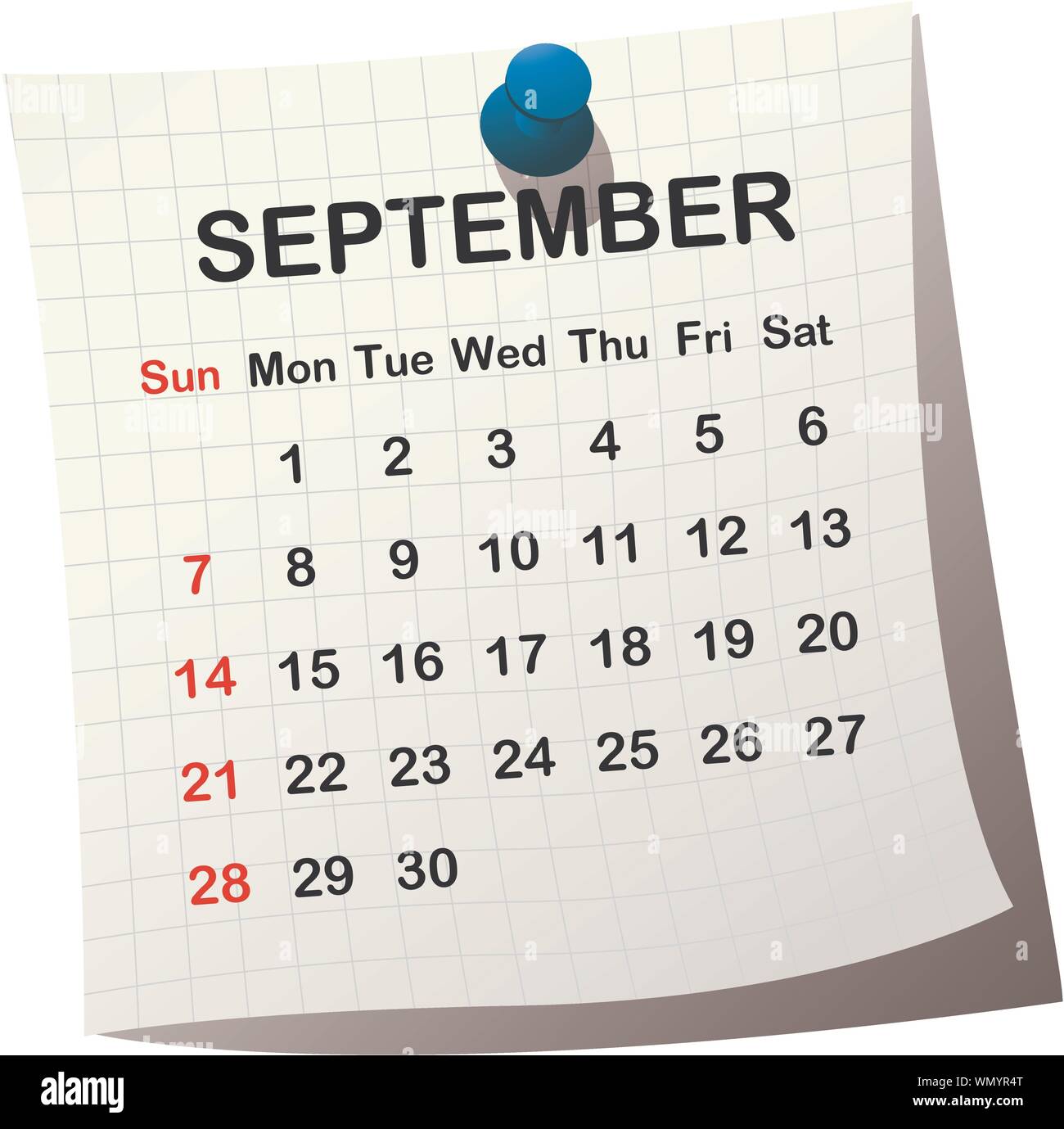 Papier 2014 calendrier pour Septembre Illustration de Vecteur