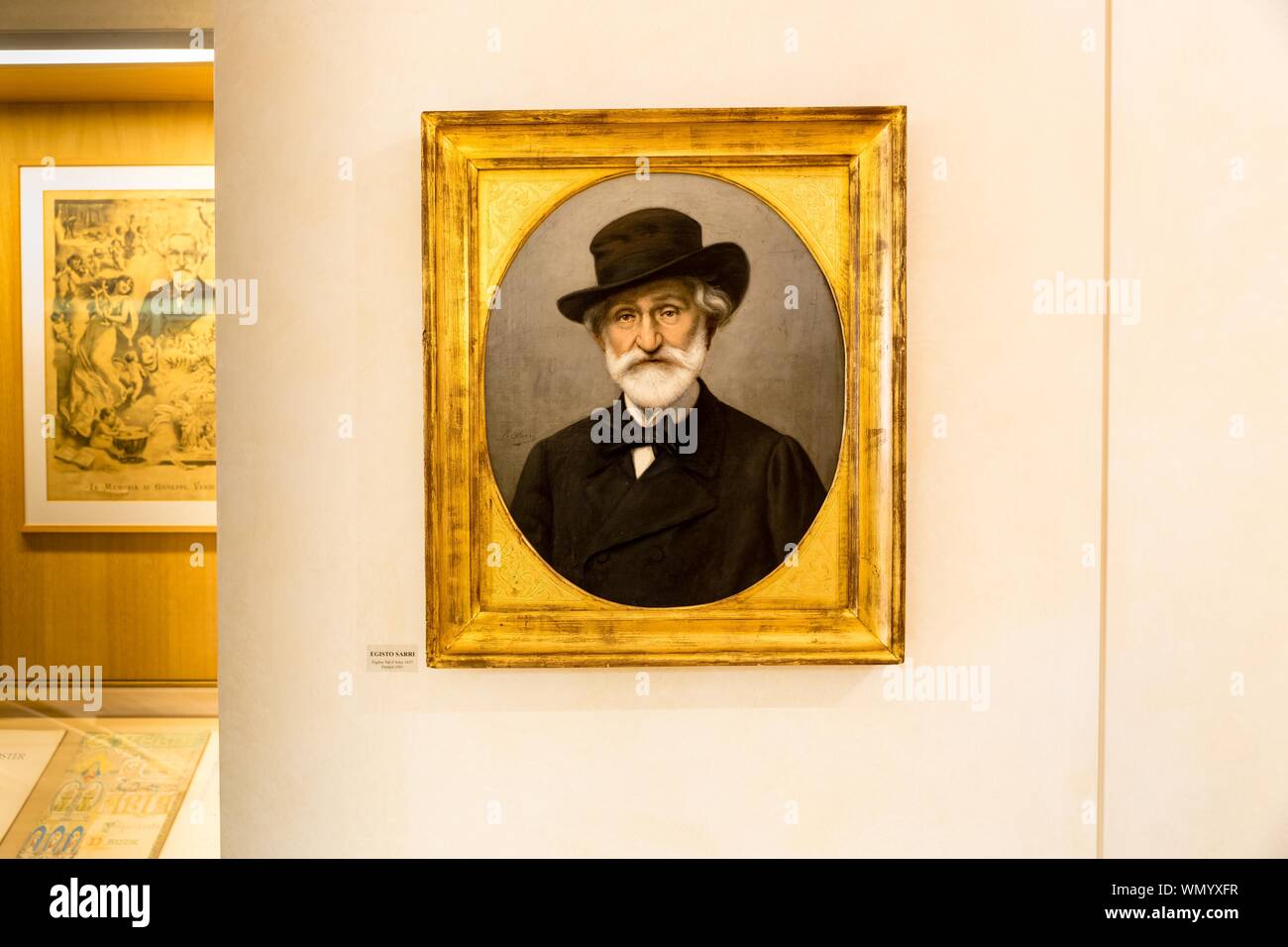 Portrait Giuseppe Verdi par Egisto Sarri, Casa Barezzi Verdi, musée, Busseto, Province de Parme, Emilie-Romagne, Italie Banque D'Images