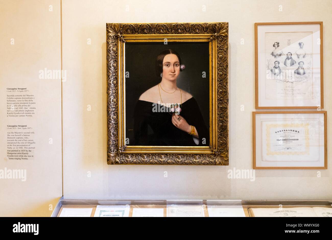 Portrait de la cantatrice Giuseppina Strepponi, épouse de Giuseppe Verdi, Casa Barezzi Verdi, musée, Busseto, Province de Parme, Emilie-Romagne Banque D'Images