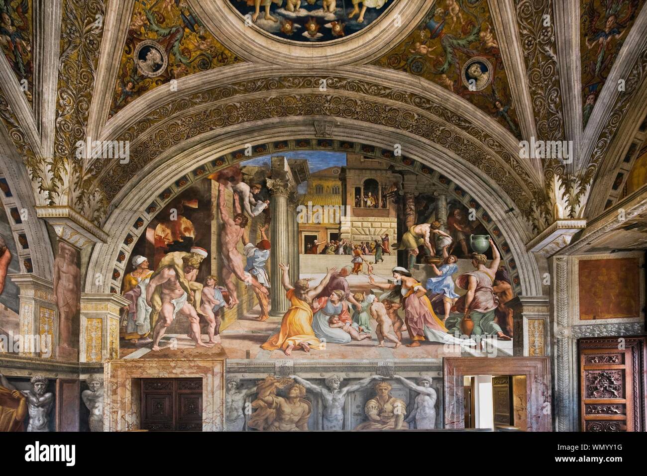 Fresco, murales, Musées du Vatican, Rome, Italie Banque D'Images