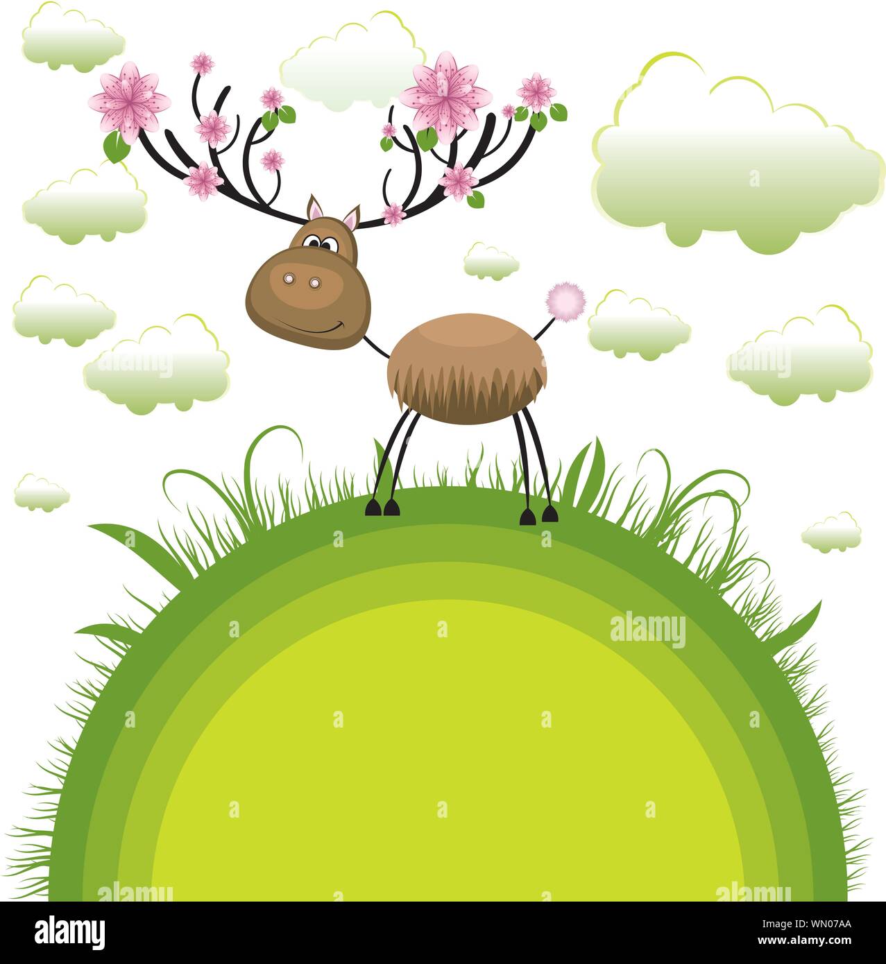 Renne de printemps . Vector Illustration Illustration de Vecteur