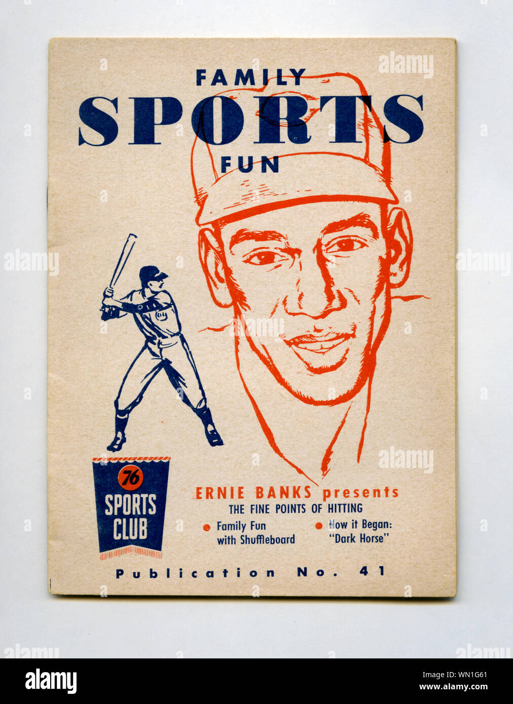 Vintage 1960 era livret de souvenir avec les Chicago Cubs baseball player star Ernie banques offrant des conseils sur la batte a été distribué lors des 76 stations de gaz. Banque D'Images