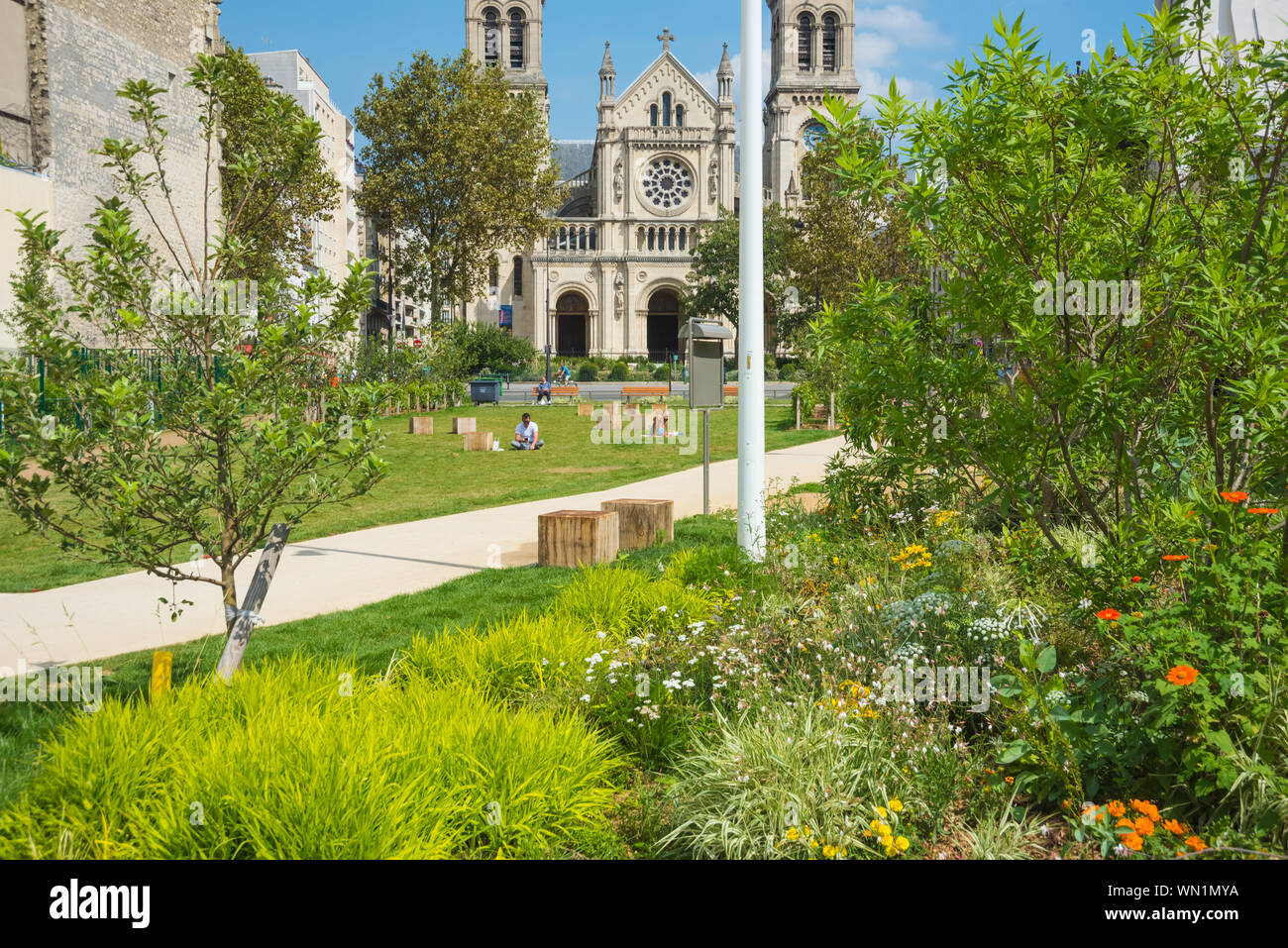 Paris, Parc Saint-Ambroise, Jardin Truillot, 2018 Banque D'Images
