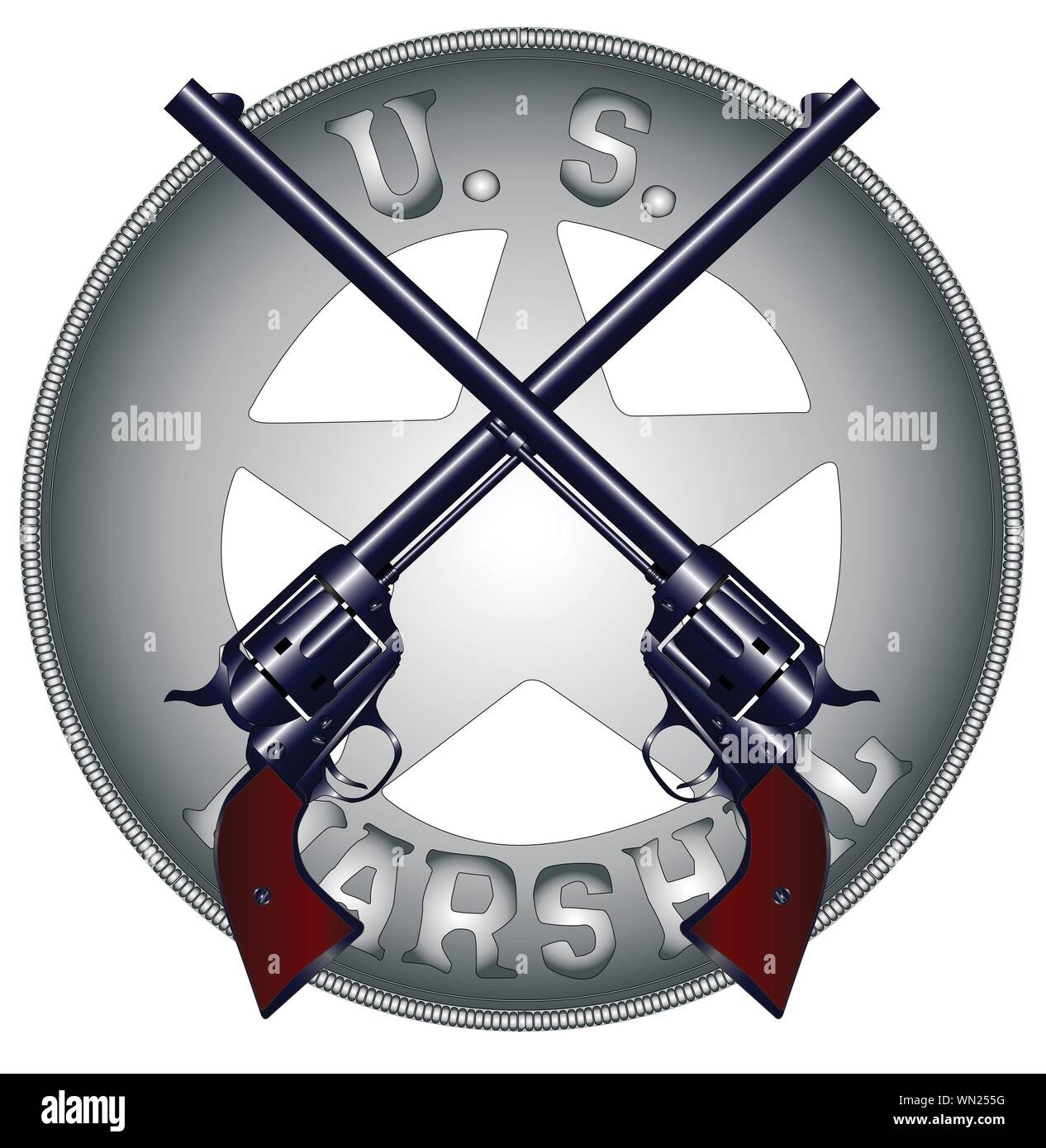 Les armes à feu et de l'Insigne US Marshal Illustration de Vecteur