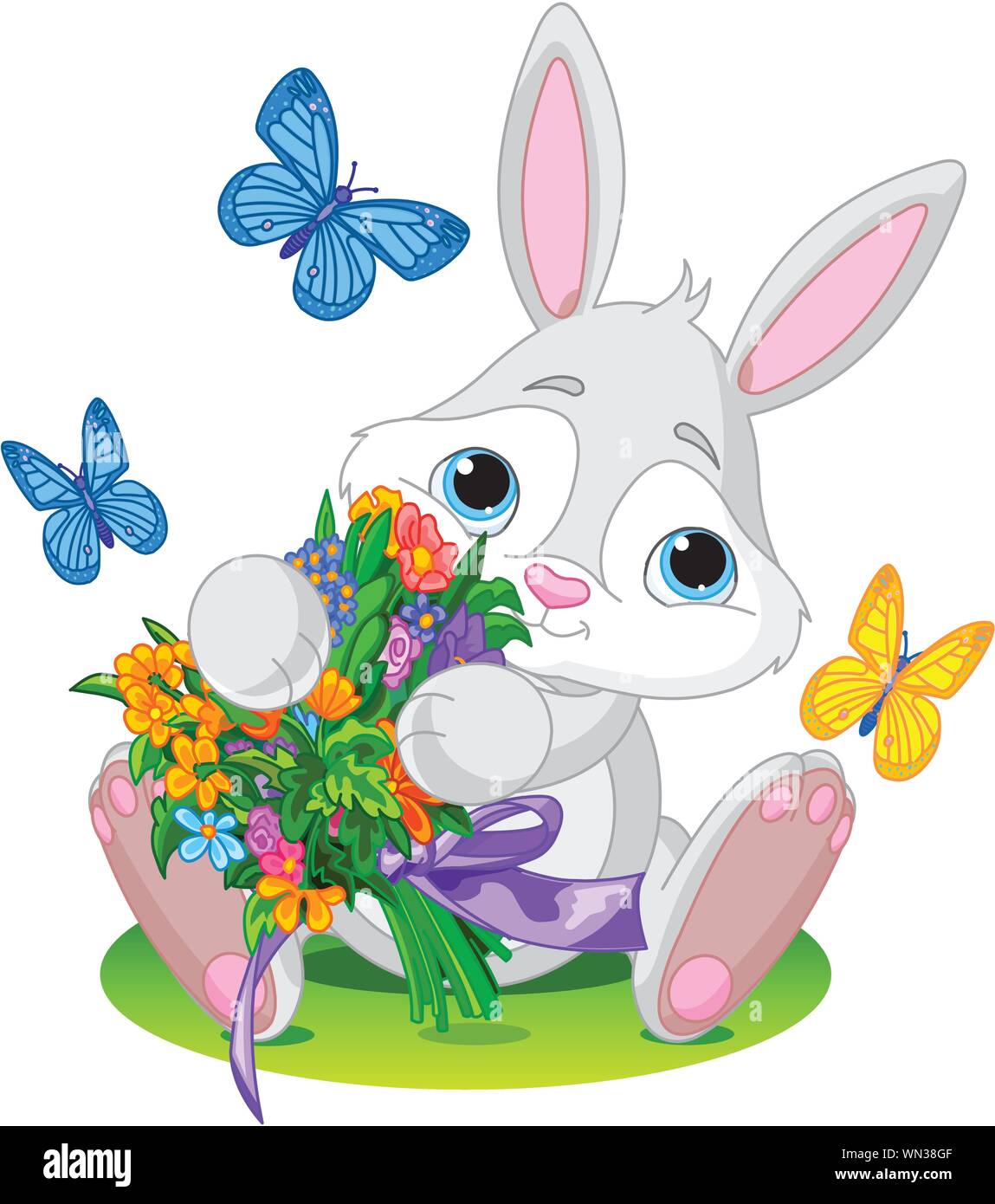 Bunny avec bouquet Illustration de Vecteur