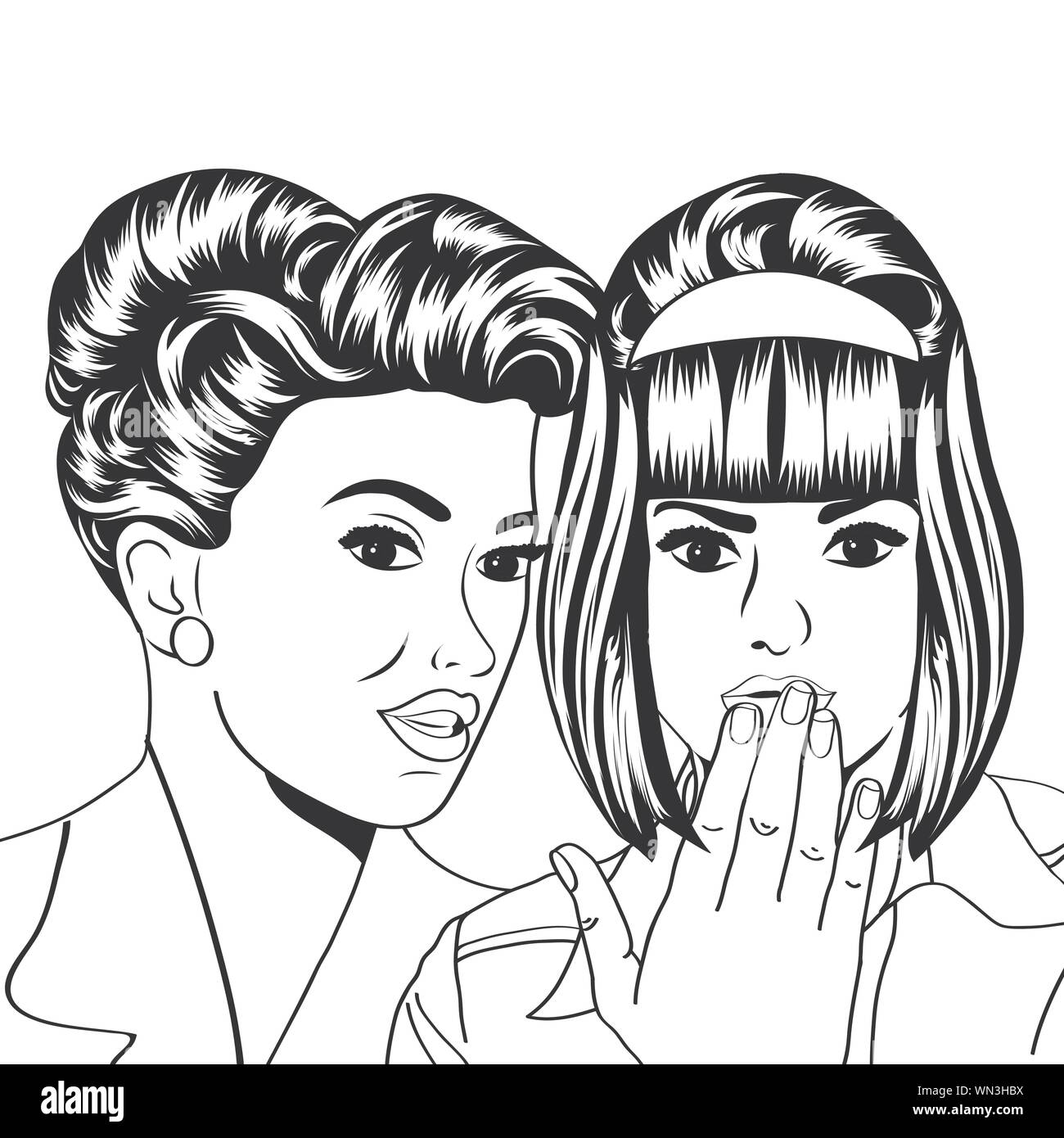 Deux jeunes amies parler, comic art illustration Illustration de Vecteur
