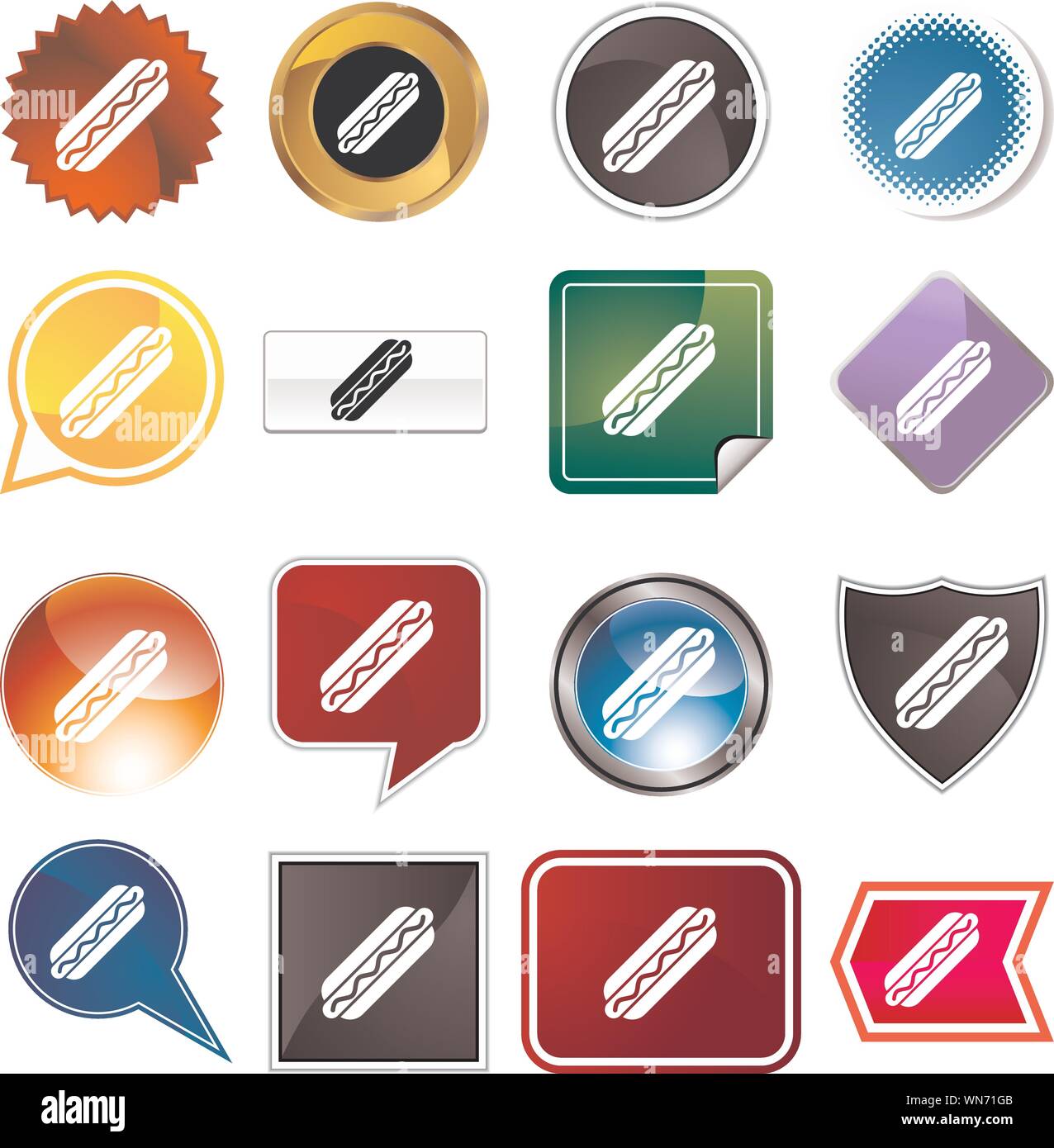 Hotdog Icon Set Illustration de Vecteur