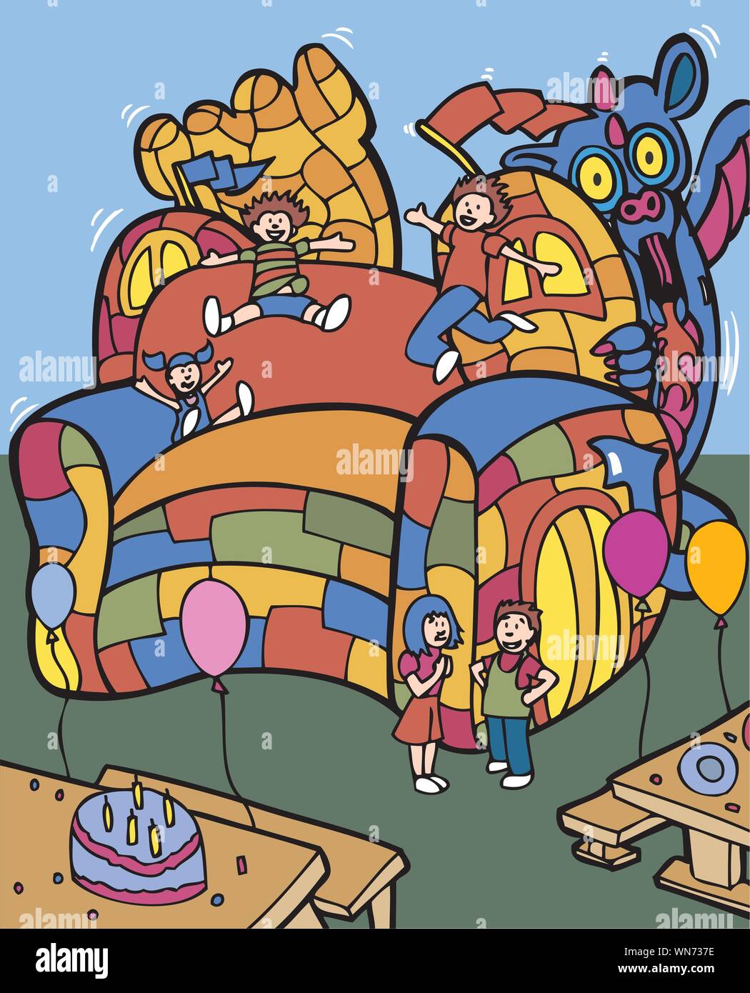 Jumping dragon castle Illustration de Vecteur