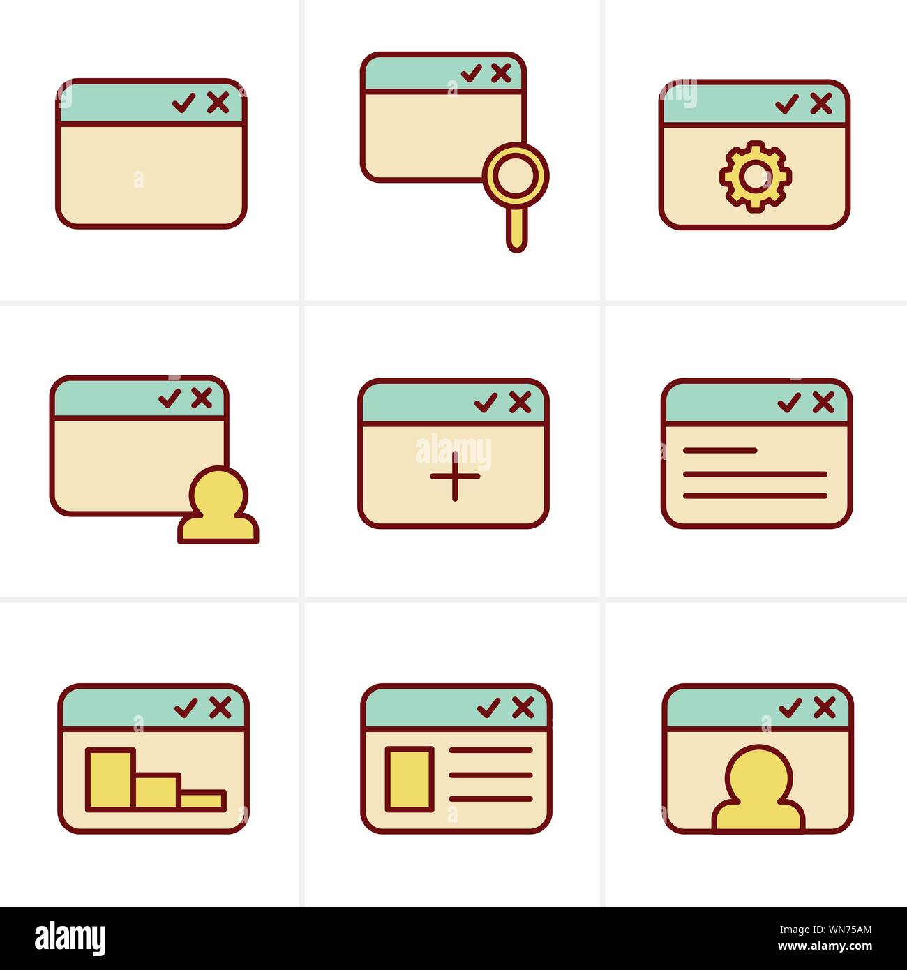 Icônes de style navigateur icon set Illustration de Vecteur