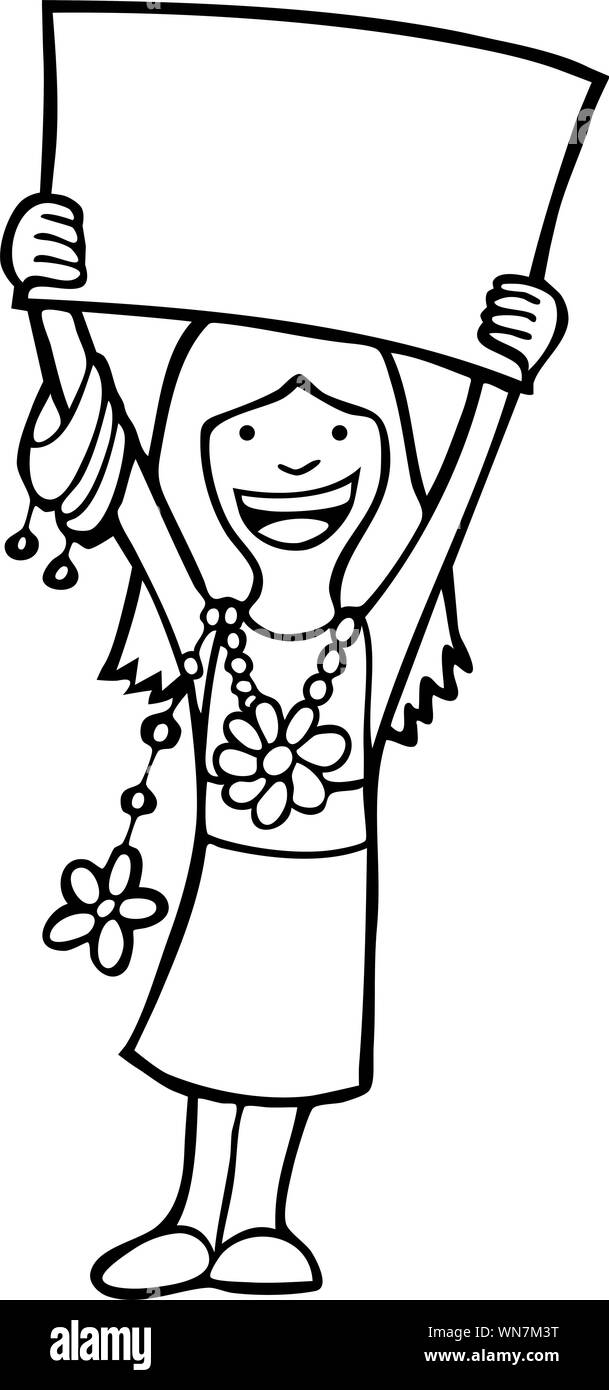 Girl détient Blank Sign Illustration de Vecteur