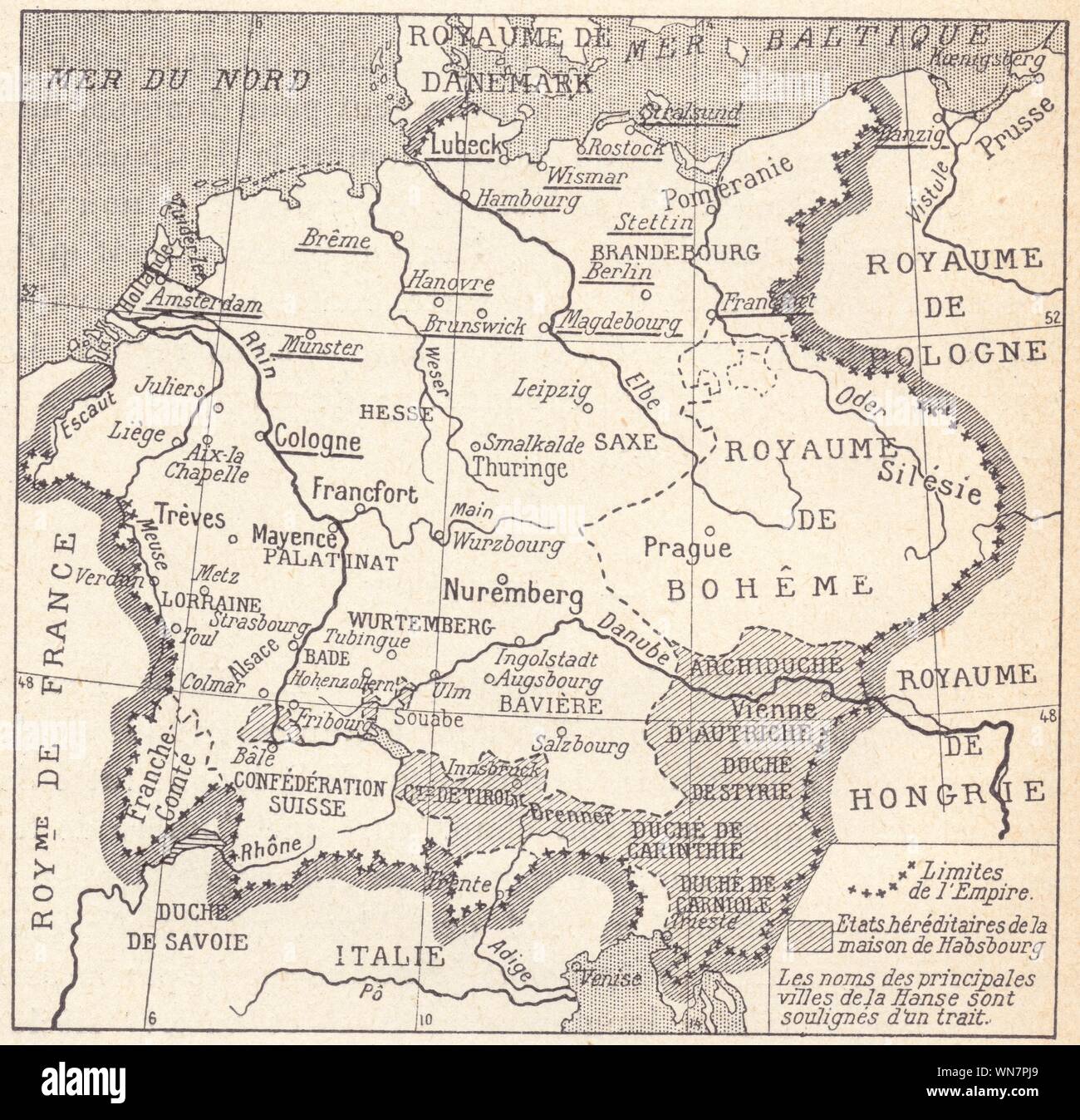 Allemagne à la fin du mois âge. Carte Banque D'Images