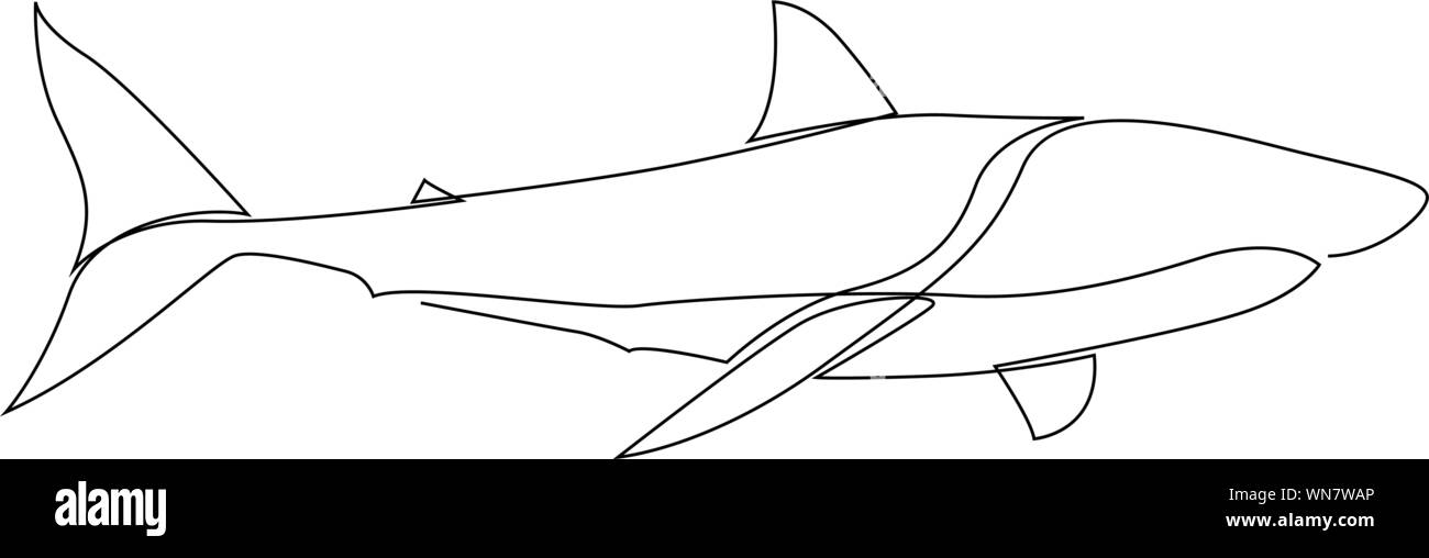 Une ligne design shark silhouette. La conception de logo. Style minimaliste dessiné à la main Illustration de Vecteur
