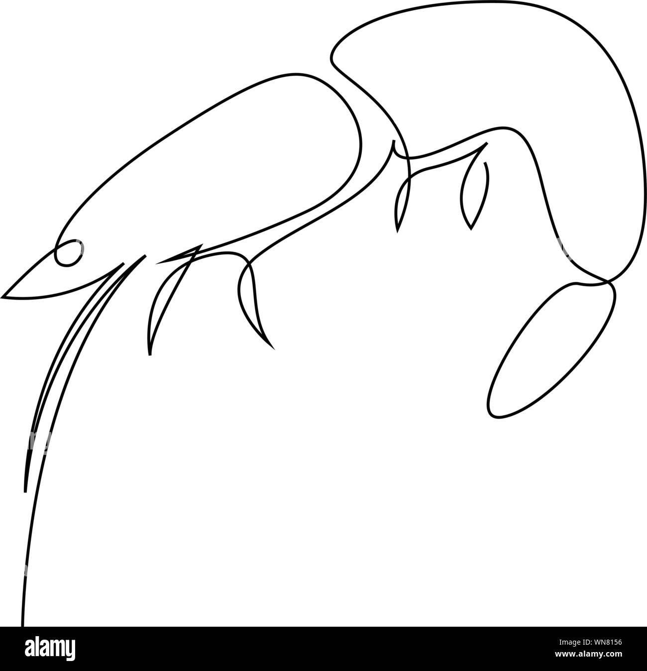 Illustration de la crevette dessiné par une ligne. Style minimaliste vector illustration Illustration de Vecteur