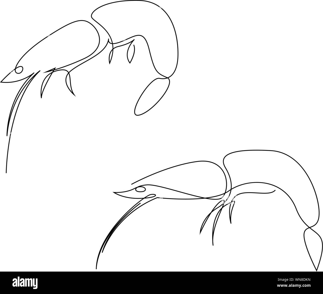 Illustration de la crevette dessiné par une ligne. Style minimaliste vector illustration Illustration de Vecteur