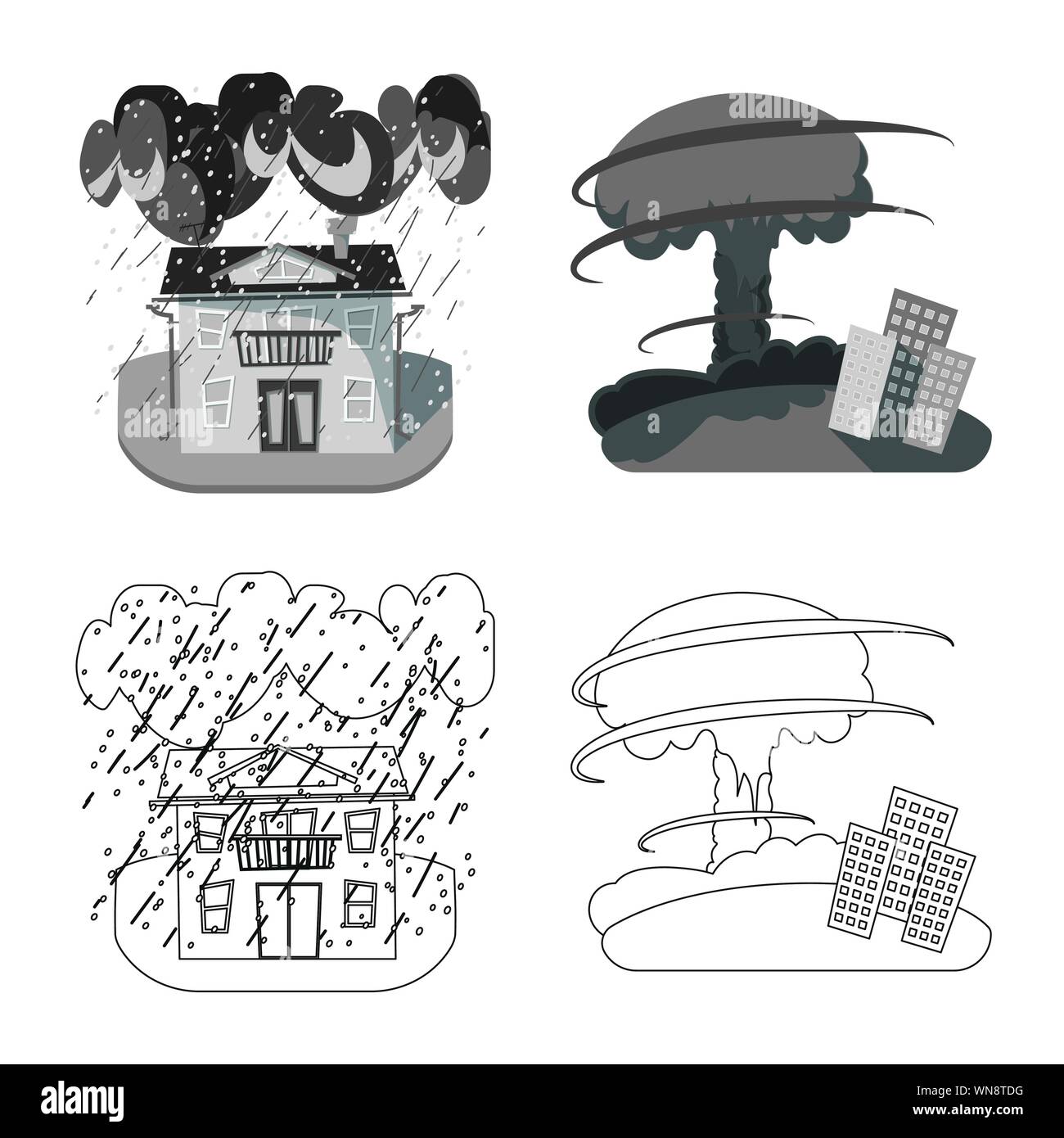 Illustration vecteur de la météo et de détresse symbole. Collection de la météo et crash symbole boursier pour le web. Illustration de Vecteur