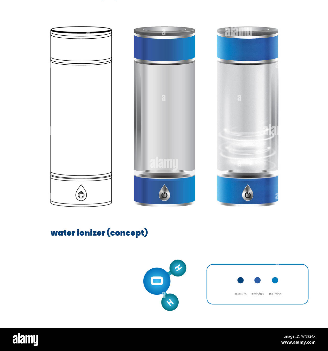 +filtre à eau filtre à eau de haute qualité ou H2 générateur d'hydrogène mobile,illustration. Banque D'Images